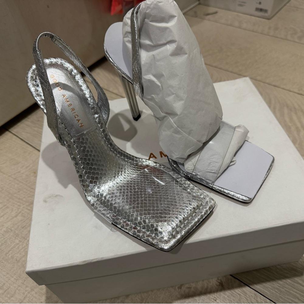 Good American Silver Heels